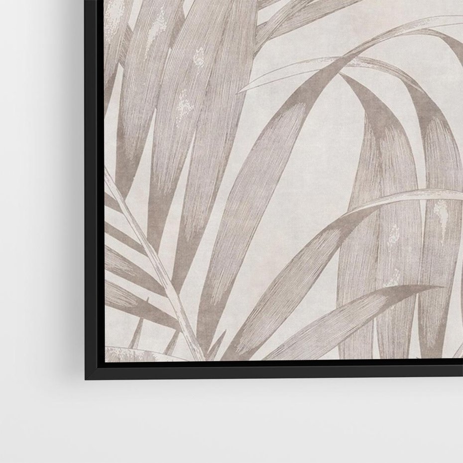 Obraz w ramie 100x70 - Odsłonięte liściowe wspomnienia - monochromatyczne, kolory sepii - rama czarna