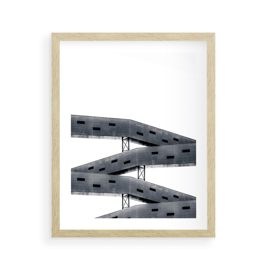 Plakat w ramie 40x50 - Monochromatyczna Sztuka Nowoczesnych Budynków - architektura, nowoczesne formy - rama drewno