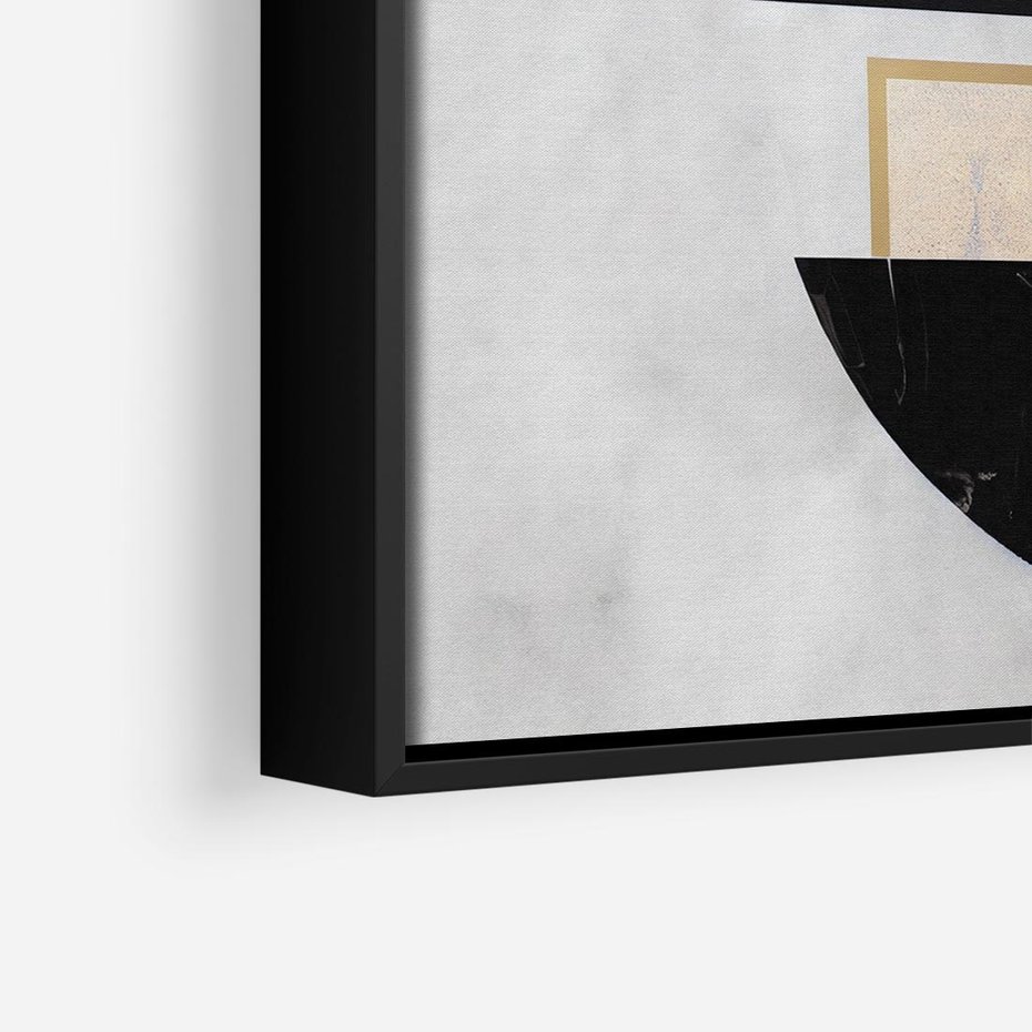 Obraz w ramie 50x50 - Biało-Czarne Formy - nowoczesna geometria, koło - rama czarna