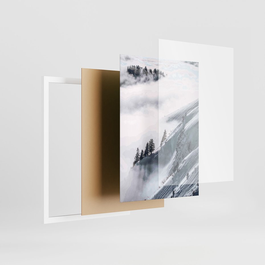 Zestaw obrazy w ramie 50x70 galeria - Zima, górski, krajobraz - rama biała