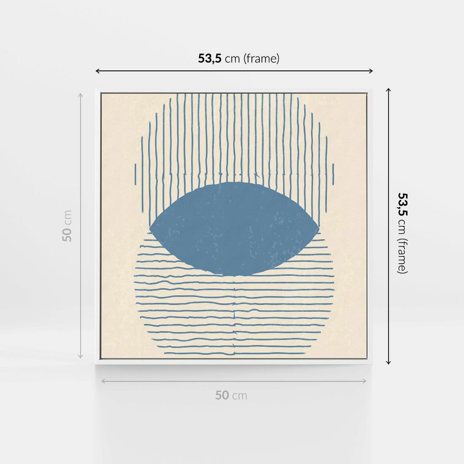 Obraz w ramie 50x50 - Wnętrza Refleksji - geometryczne kształty, koła - rama biała