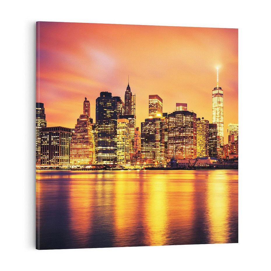 Obraz na płótnie 70x70 - Zachód słońca w Nowym Jorku - Nowy Jork, zachód