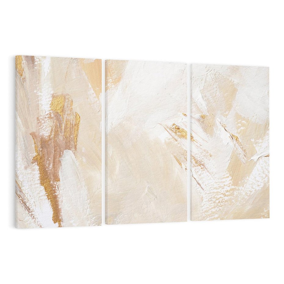 Obraz na płótnie 120x80 - Elegancja w Złocistym Chaosie - złoto beż, abstrakcja