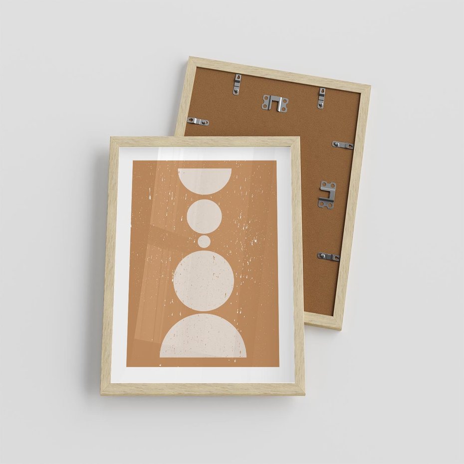 Plakat w ramie 30x40 - Podróżne Echa - mid century styl, nowoczesna grafika - rama drewno