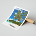 Plakat bez ramy 21x30 - Oaza palm na plaży - palma, plaża