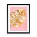 Plakat w ramie 50x70 - : Elegancja w Złocie - złote, liście - rama czarna