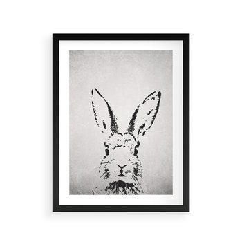 Plakat w ramie 50x70 - Szkicowany królik w grafice - szkic, królik - rama czarna