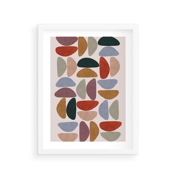 Plakat w ramie 50x70 - Kolorowe Echo Boho - abstrakcyjny obraz, geometryczna kompozycja - rama biała