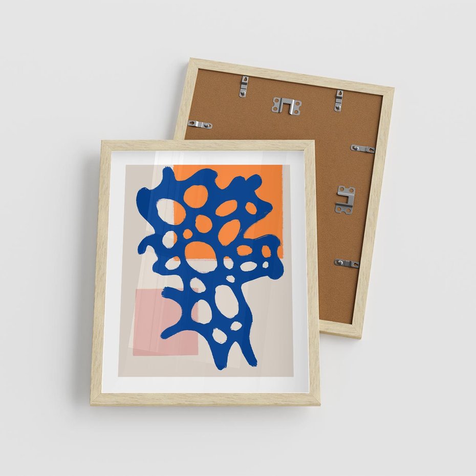 Plakat w ramie 40x50 - Delikatne Plamiste Refleksje - abstrakcja, nowoczesny plakat - rama drewno