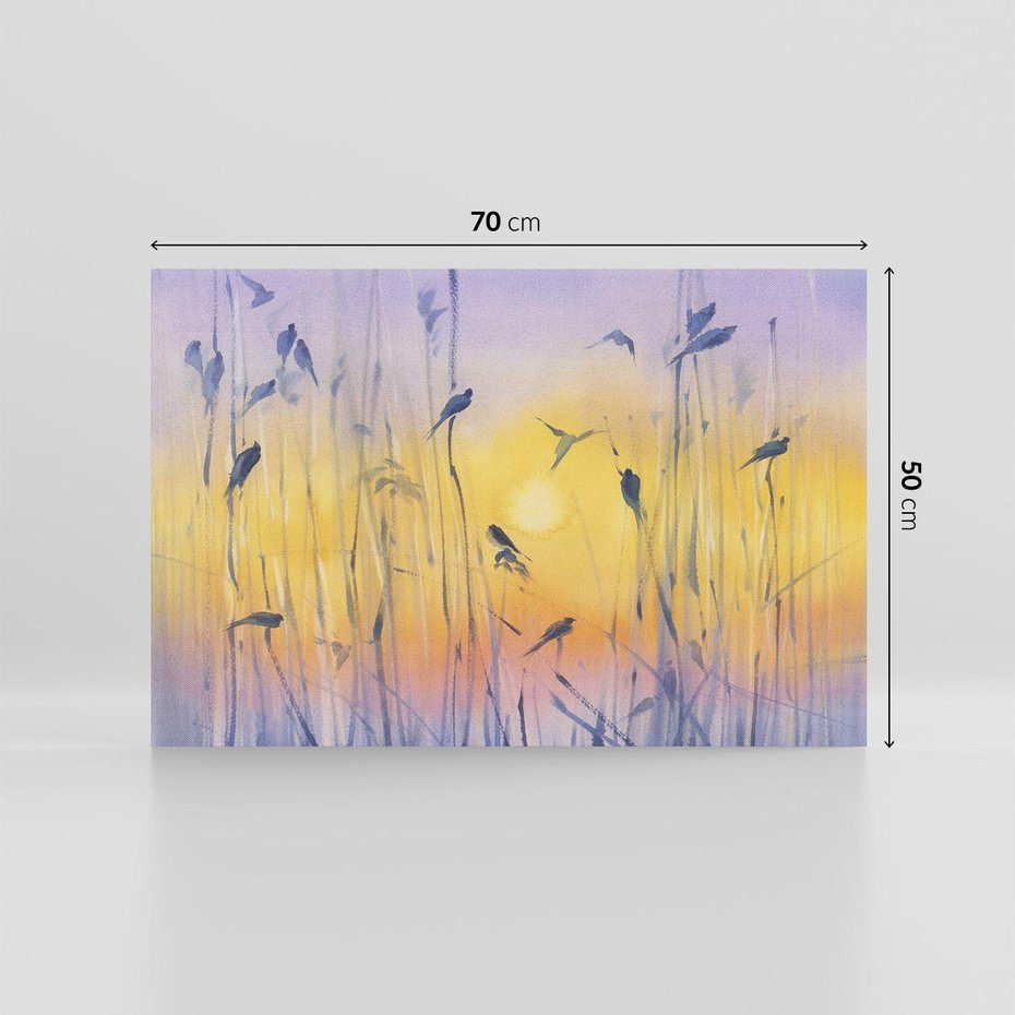 Obraz na płótnie 70x50 - Mistyka Poranka nad Szuwaram - wschód słońca w szuwarach, trawy