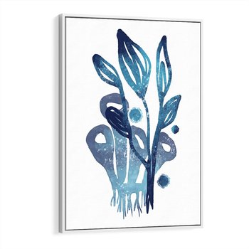 Obraz w ramie 80x120 - Akwarelowy Błękit - pastelowy, abstrakcyjny plakat - rama biała