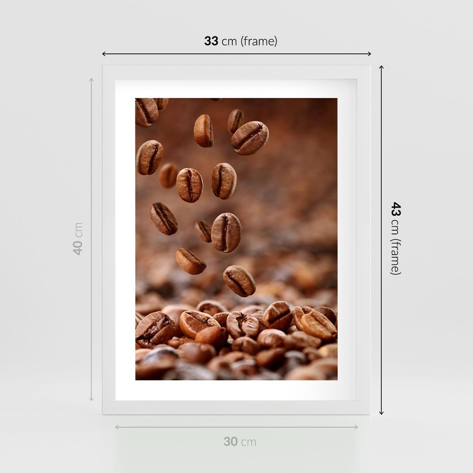 Plakat w ramie 30x40 - Kawiarniana atmosfera kawy - kawa, kawiarnia - rama biała