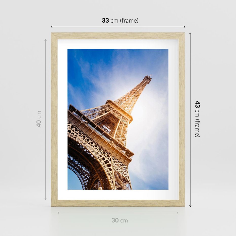 Plakat w ramie 30x40 - Eiffla - ikona Paryża - Eiffla, Paryż - rama drewno