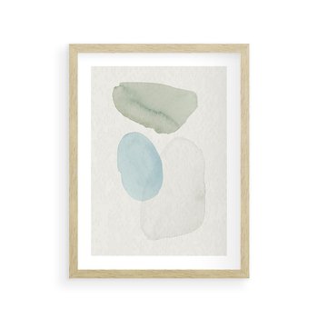 Plakat w ramie 40x50 - Akwarelowa Symfonia Natury - abstrakcyjne delikatne plamy, akwarelowe - rama drewno