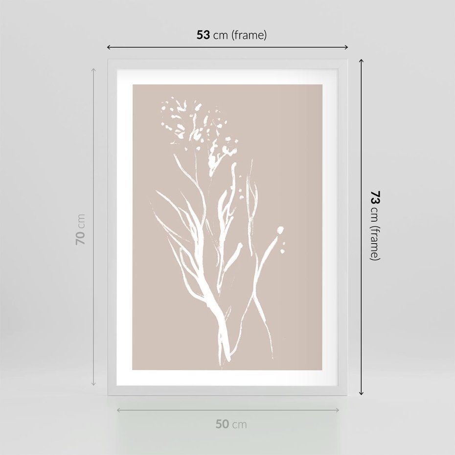 Plakat w ramie 50x70 - Impresje Pastelowych Nastrojów - minimalistyczny delikatny obraz, beżowe odcienie - rama biała