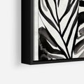 Obraz w ramie 100x70 - Czarne Liście - akwarelowy obraz, czarno biały - rama czarna