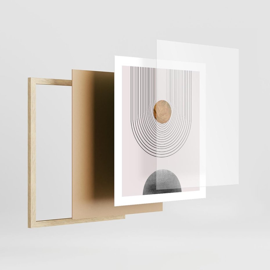 Plakat w ramie 40x50 - Geometryczny Blask - nowoczesna grafika, geometria - rama drewno