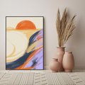 Obraz w ramie 50x70 - Pomarańczowy Horyzont - pastelowy krajobraz, nowoczesny plakat - rama czarna