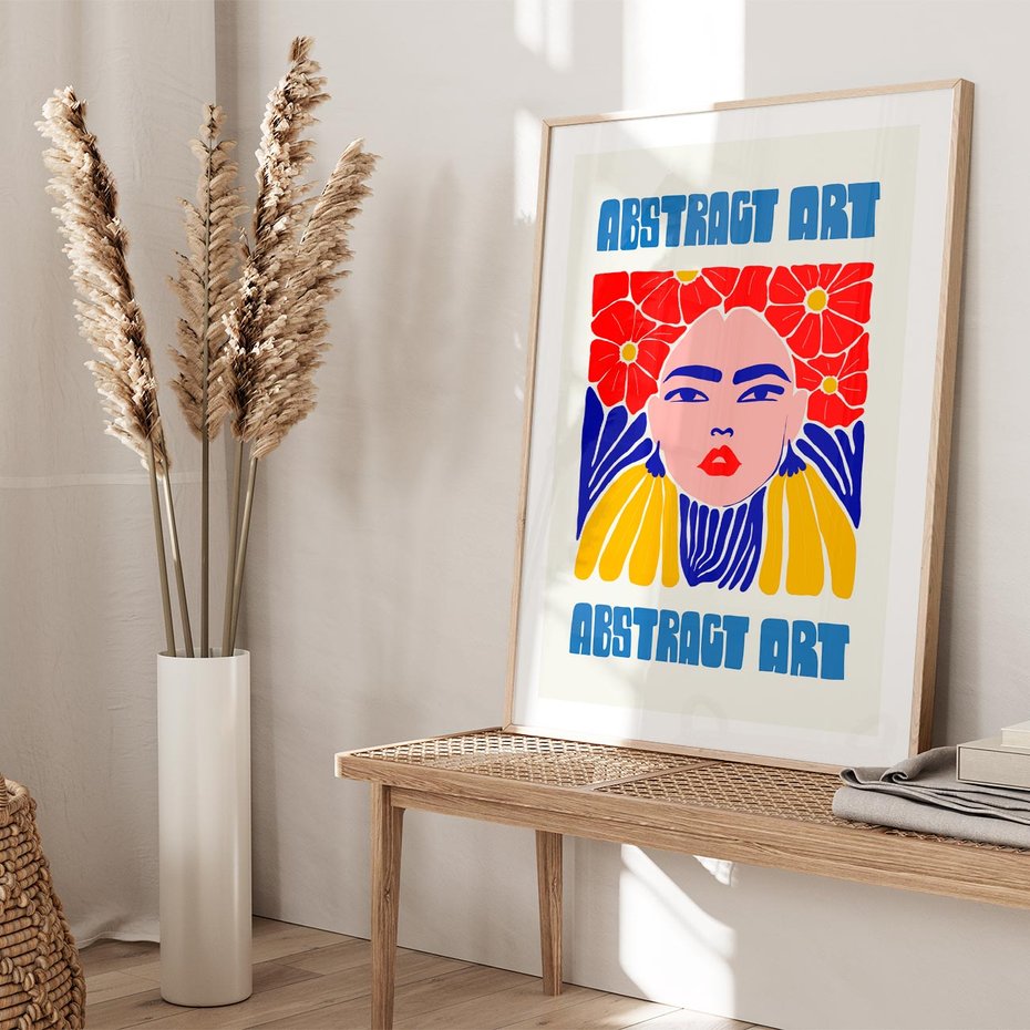 Plakat w ramie 50x70 - Przenikające Refleksje - sztuka abstrakcyjna, nowoczesny plakat - rama drewno