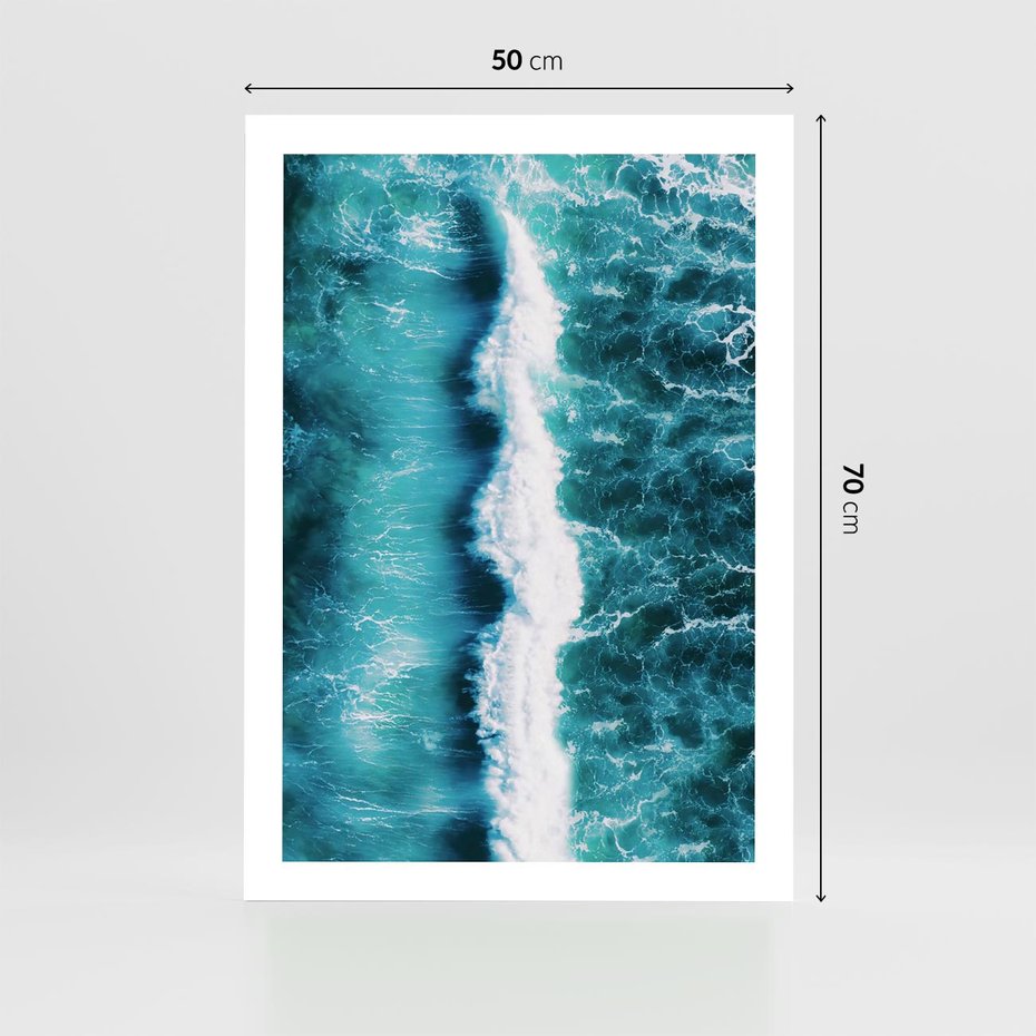 Plakat bez ramy 50x70 - Błękitna Siła Oceanu - fale, ocean