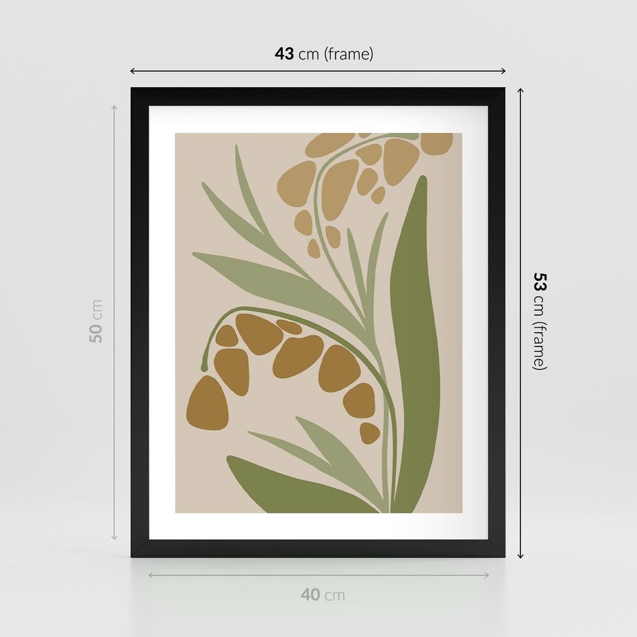 Plakat w ramie 40x50 - Minimalizm z Roślinami - nowoczesny plakat, roślinność - rama czarna