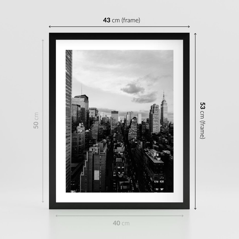 Plakat w ramie 40x50 - Wibracje Miejskiego Życia - miasto, wieżowce - rama czarna