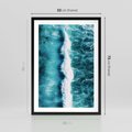 Plakat w ramie 50x70 - Błękitna Siła Oceanu - fale, ocean - rama czarna