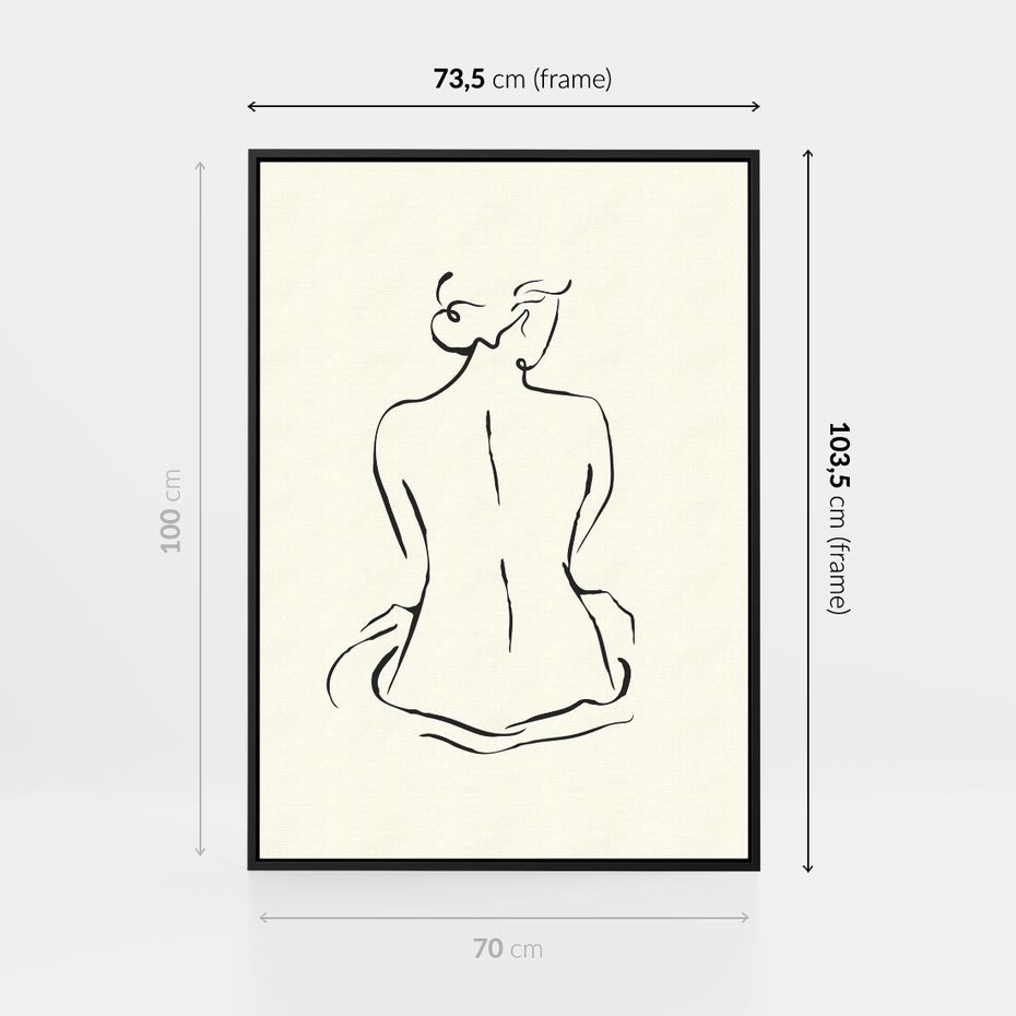 Obraz w ramie 70x100 - Migotliwa Symfonia - kobieta akt, minimalizm - rama czarna