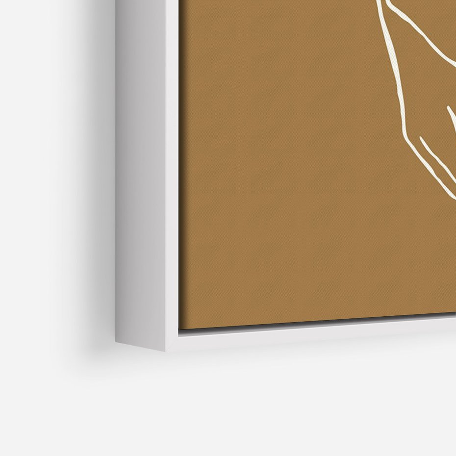 Obraz w ramie 50x70 - Splecione Dłonie - szkic, minimalizm - rama biała