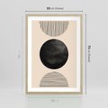 Plakat w ramie 50x70 - Minimalizm w Kształtach - geometryczny graficzny obraz, czarne koło - rama drewno