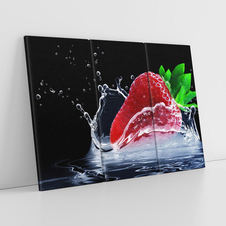 Obraz na płótnie 120x80 - Świeżość truskawek wodą okryta - truskawka, woda
