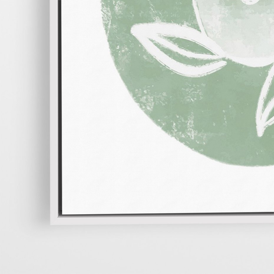 Obraz w ramie 50x70 - Zielony Świat Odpoczynku - abstrakcyjny zielony motyw, skandynawski design - rama biała