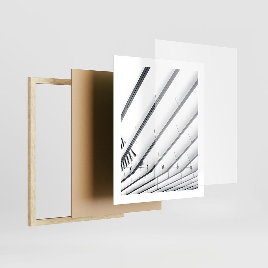 Plakat w ramie 40x50 - Czarno-Biała Fotografia Architektury - nowoczesna architektura, bialo czarny - rama drewno