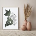 Obraz w ramie 50x70 - Grono Abstrakcji - minimalistyczny plakat, winogrona - rama drewno