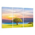 Obraz na płótnie 120x80 - Drzewo, Morze, Trawa - Naturalna Harmonia - drzewo, morze