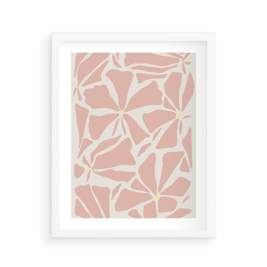 Plakat w ramie 40x50 - Akwarelowe Promienie - abstrakcyjne boho kwiaty, kompozycja - rama biała