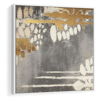 Obraz w ramie 80x80 - Malowane impresje zmysłów - abstrakcyjne plamy, linie - rama biała