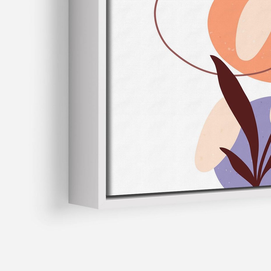 Obraz w ramie 80x80 - Kwiatowa Impresja - abstrakcyjna sztuka, plamy - rama biała