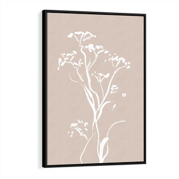 Obraz w ramie 70x100 - Harmonijne Mini Boho - minimalistyczny delikatny obraz, beżowe odcienie - rama czarna