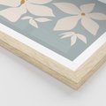 Plakat w ramie 30x40 - Błękit Kwiatów - kwiaty, nowoczesne i minimalistyczne - rama drewno