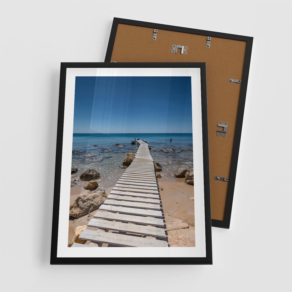 Plakat w ramie 50x70 - Oaza spokoju - plaża, morze - rama czarna