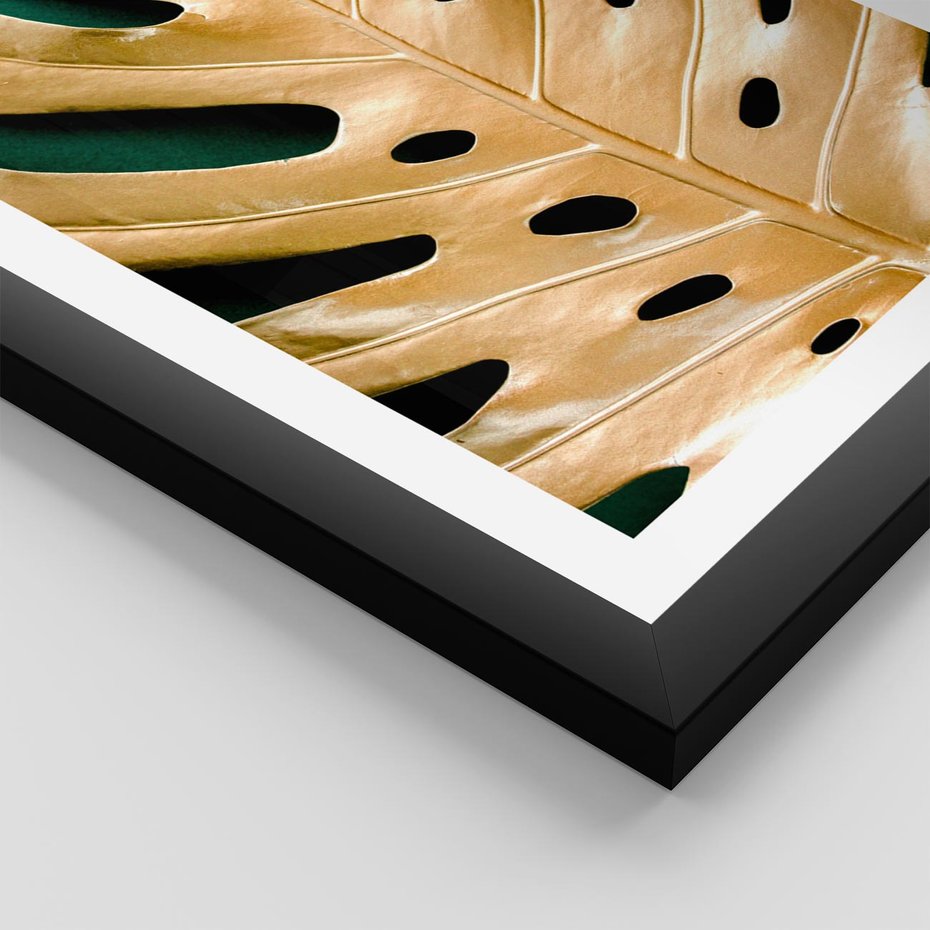 Plakat w ramie 50x70 - Piękno i Styl - złote, liście - rama czarna