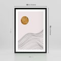 Plakat w ramie 50x70 - Minimalistyczne Słońce: Blask i Złoto - grafika, minimalizm - rama czarna