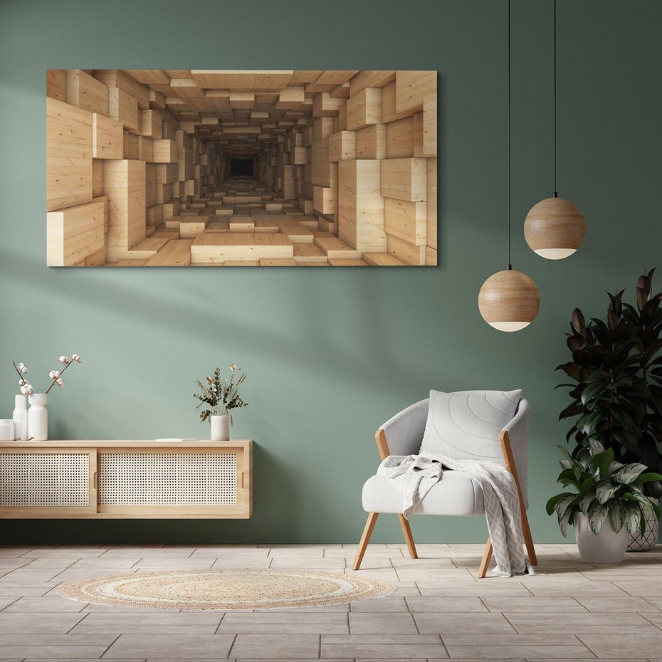 Obraz na płótnie 140x70 - Abstrakcyjny 3D tunel: Podróż w głębię - 3D, tunel