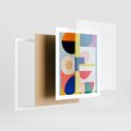 Plakat w ramie 40x50 - Harmonia Kolorowych Impulsów - abstrakcyjne geometryczne kształty, olejny obraz - rama biała