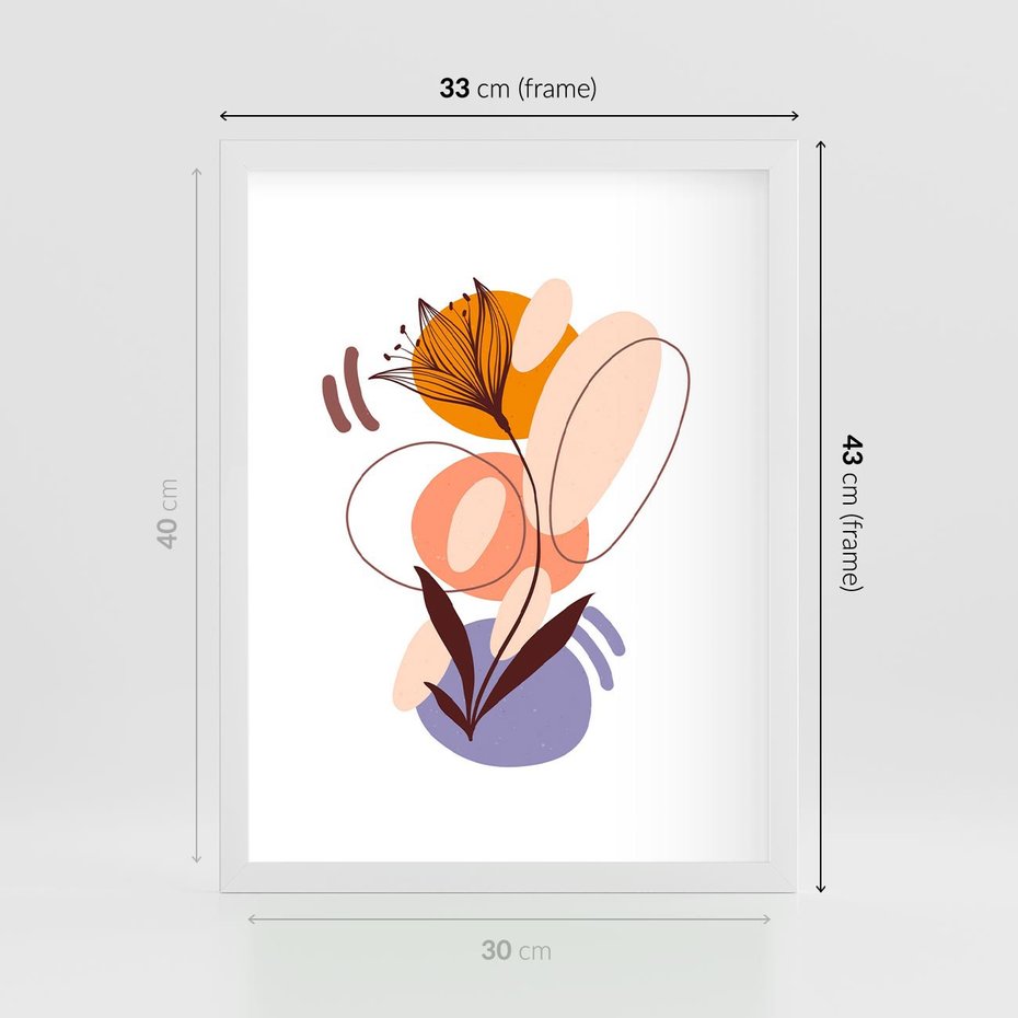 Plakat w ramie 30x40 - Kwiatowa Impresja - abstrakcyjna sztuka, plamy - rama biała