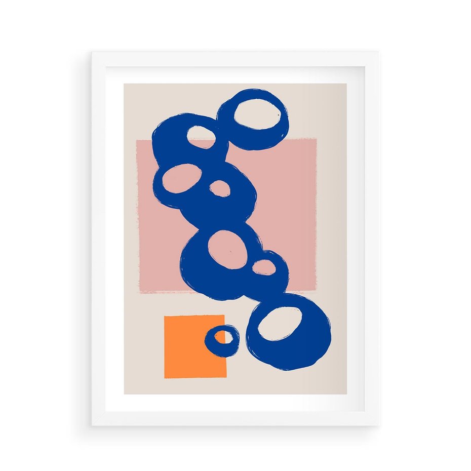 Plakat w ramie 50x70 - Migocące Plamiste Echa - abstrakcja, nowoczesny plakat - rama biała