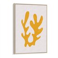 Obraz w ramie 50x70 - Abstrakcyjna Synergia - abstrakcyjna żółta forma, minimalizm - rama drewno