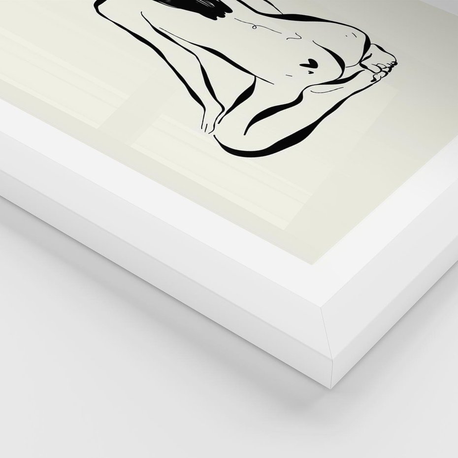 Plakat w ramie 40x50 - Minimalistyczna Piękność: Kobieta w Sztuce - grafika minimalizm, rysunek kobiety - rama biała