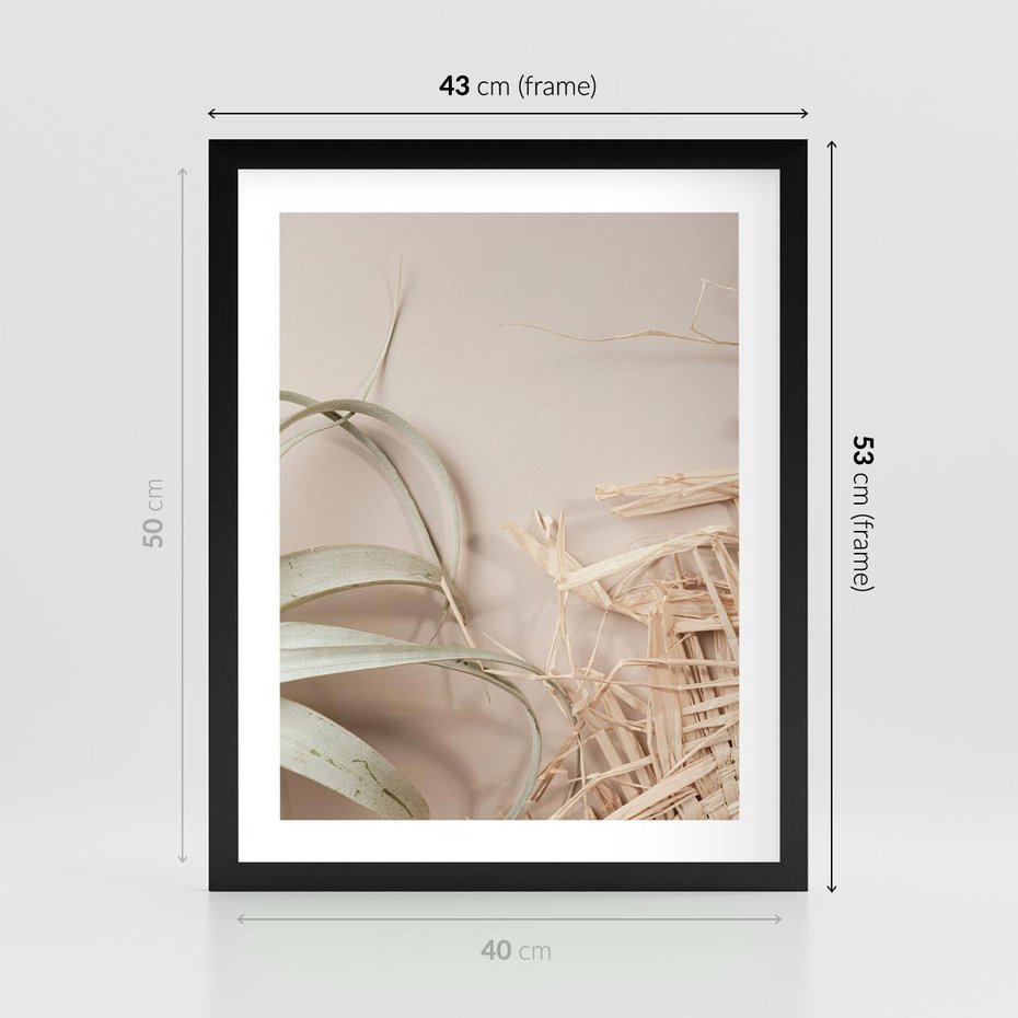 Plakat w ramie 40x50 - Boho urok suchych liści - suche, liście - rama czarna